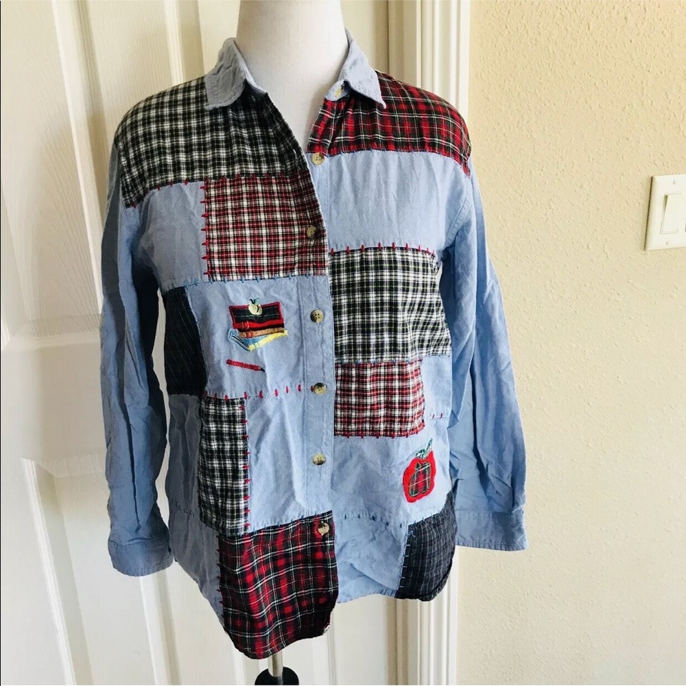 Cabin Creek Chambray Patchwork Button Down Shirt